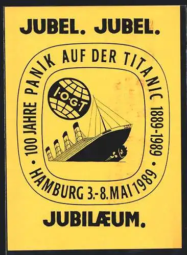 AK Hamburg, 100 Jahre Guttempler in Deutschland 1989, Deutscher Guttempler-Orden IOGT e. V., Sinkende Titanic