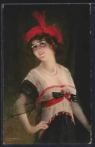 Künstler-AK sign. B. Zickendraht: Roter Reiher