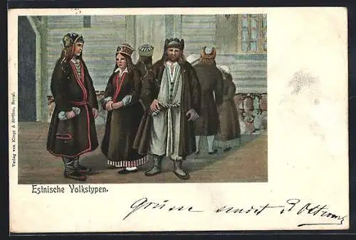 Künstler-AK Estnische Volkstypen in Tracht
