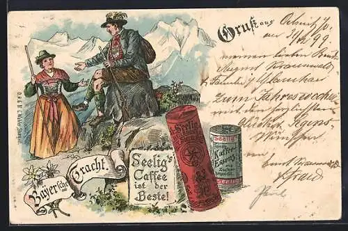 Lithographie Reklame für Seeligs Kaffee