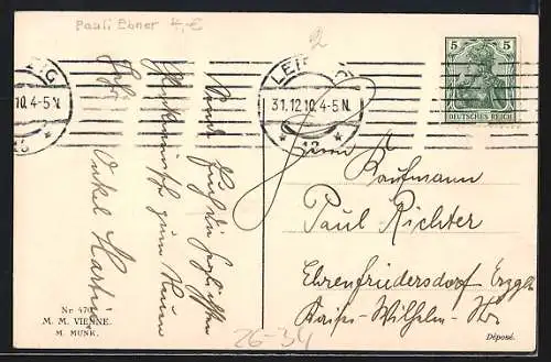 Künstler-AK Pauli Ebner: Glückliches Neujahr!