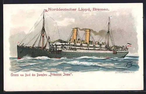 Künstler-AK Themistokles von Eckenbrecher: Dampfer Prinzess Irene