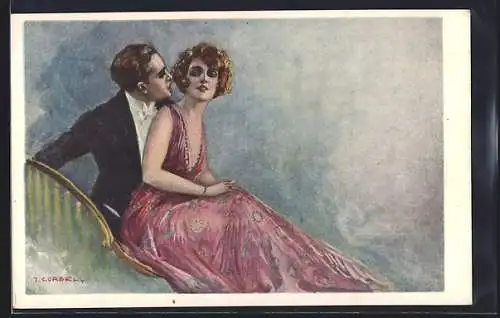 Künstler-AK Tito Corbella: Elegantes Liebespaar