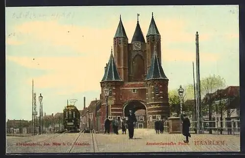 AK Haarlem, Amsterdamsche Poort, Strassenbahn
