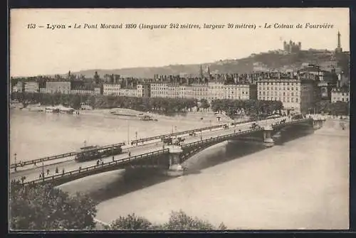 AK Lyon, Le Pont Morand 1890, Strassenbahn