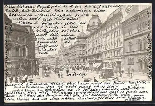 AK Budapest, Josefs und Elisabeth Ring, Strassenbahn