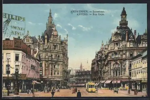 AK Antwerpen, Leysstraat, Tramway, Strassenbahn