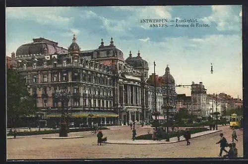 AK Anvers, Avenue de France, Strassenbahn
