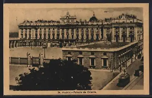 AK Madrid, Palacio de Oriente, Strassenbahn