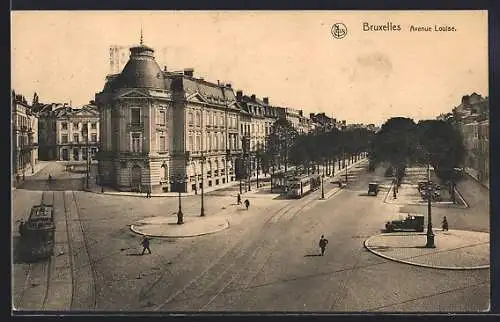 AK Bruxelles, Avenue Louise, Strassenbahn