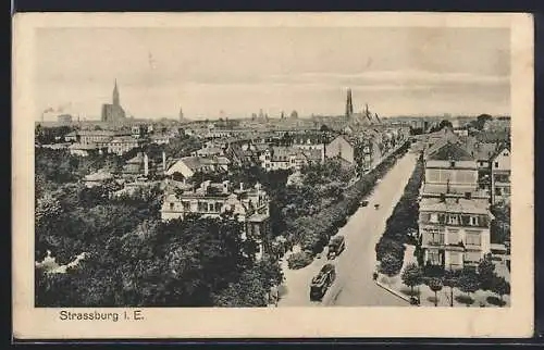 AK Strassburg i. E., Ortsansicht mit Strassenbahn aus der Vogelschau
