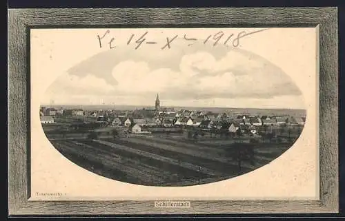 AK Schifferstadt, Blick auf den Ort im Passepartout