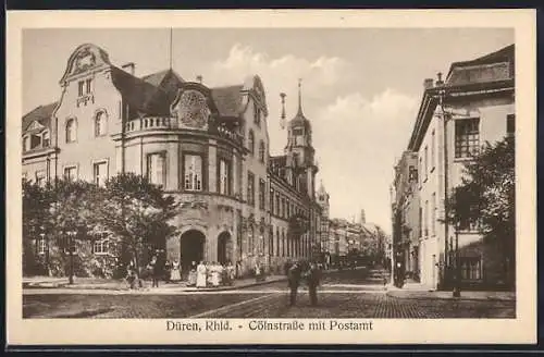 AK Düren /Rhld., Cölnstrasse mit Postamt