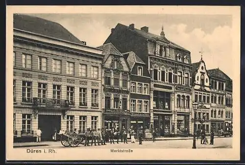 AK Düren i. Rh., Marktstrasse mit Geschäften