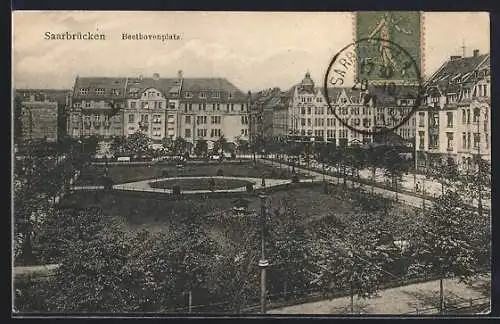 AK Saarbrücken, Beethovenplatz mit Gartenanlage