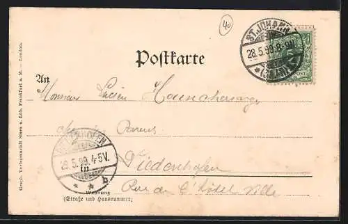 AK St. Johann-Saarbrücken, Reichsstrasse mit Bahnhof und Springbrunnen