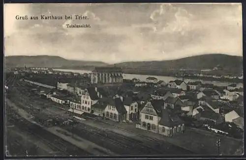 AK Karthaus bei Trier, Ortsansicht aus der Vogelschau