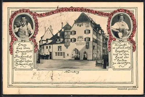 AK Nürnberg, Gasthaus Braustübl, Wirt und Wirtin