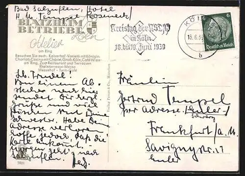 AK Köln-Neustadt, Gasthaus Atelier am Ring, Am Ring