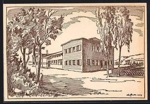 Künstler-AK Hornberg b. Schwäb. Gmünd, Gasthof und Erholungsheim von Albert Holle