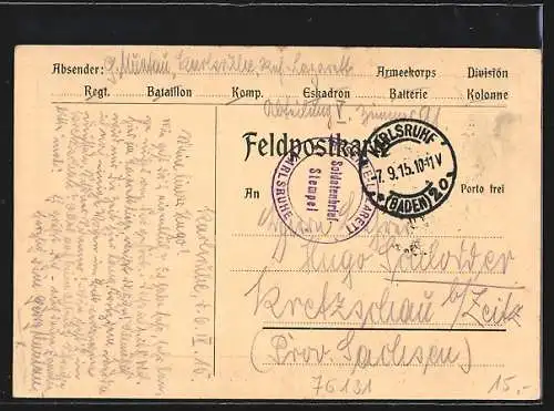 AK Karlsruhe i. B., Reservelazarett 5, Gewerbeschule