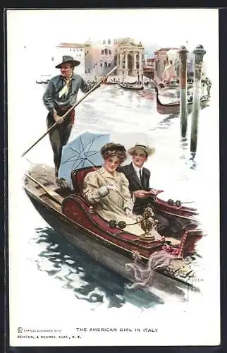 Künstler-AK Harrison Fisher: The American Girl in Italy, Amerikanerin in Venedig