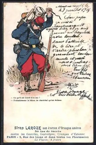 Künstler-AK Albert Guillaume: Französischer Soldat mit Marschgepäck