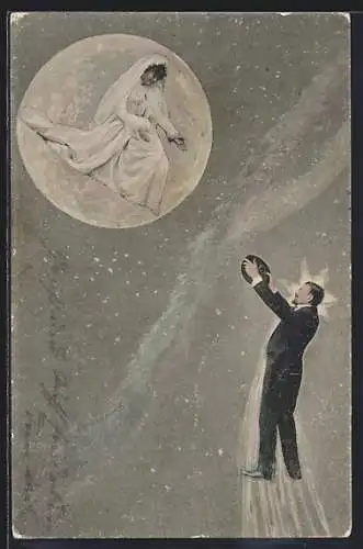 Künstler-AK E. Ernst: Braut im Vollmond