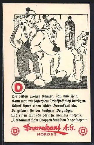 AK Matrosen Jan und Hein bekommen eine Dornkaat-Flasche angeboten