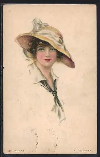 Künstler-AK Pearle Fidler LeMunyan: Junge Dame mit Strohhut, American Girl No. 94