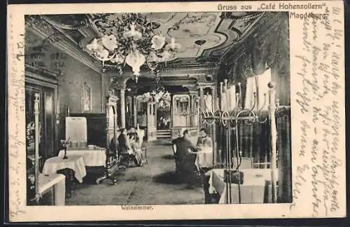 AK Magdeburg, Weinzimmer vom Café Hohenzollern