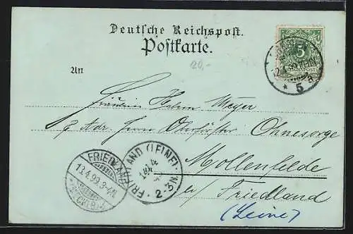 Mondschein-AK Bremen, Gustav-Adolph-Denkmal, Dom-Panorama, Schnee-Ornamente