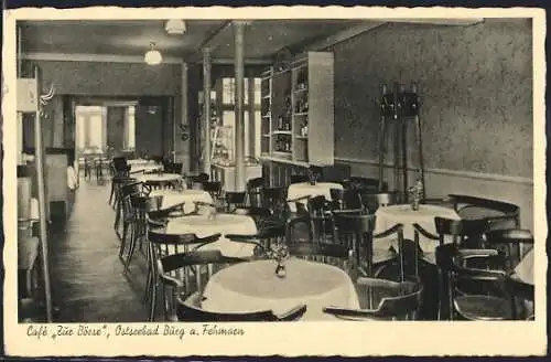 AK Burg a. Fehmarn, Cafe zur Börse K. Schlegel, Innenansicht