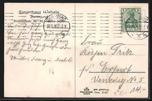 AK Dortmund, Konzerthaus Walhalla, Innenansicht, Rheinischestr 44-46