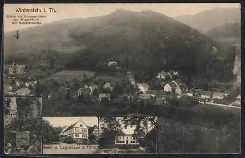 AK Winterstein i. Th., Gasthaus Zum Hirsch und Schloss von Wangenheim