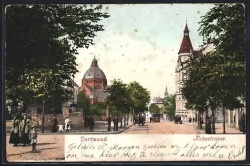AK Dortmund, Hohestrasse mit Strassenbahn