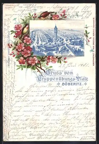 Lithographie Döberitz / Dallgow, Blick auf den Truppenübungs-Platz