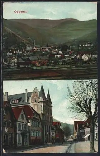 AK Oppenau, Gasthaus Zum Hirsch und Blick auf den Ort