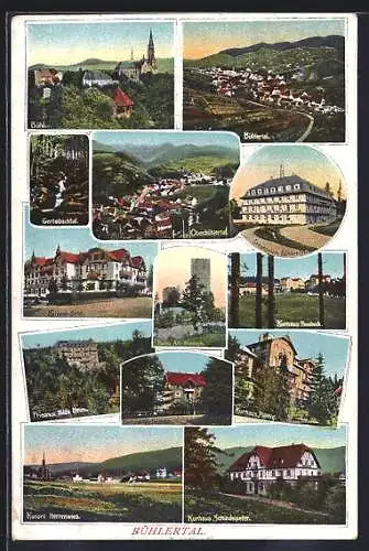 AK Bühlertal, Kurhaus Schindelpeter, Sanatorium, Ruine Alt-Windeck