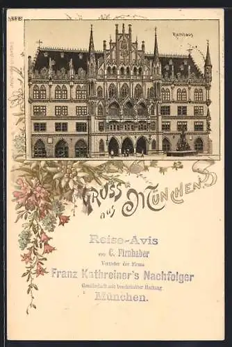 Lithographie München, Rathaus, Franz Kathreiner`s Nachfolger GmbH