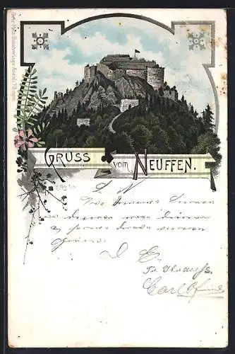 AK Burg Neuffen vom Tal aus gesehen