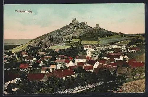 AK Flossenbürg, Blick auf den Ort mit Burg