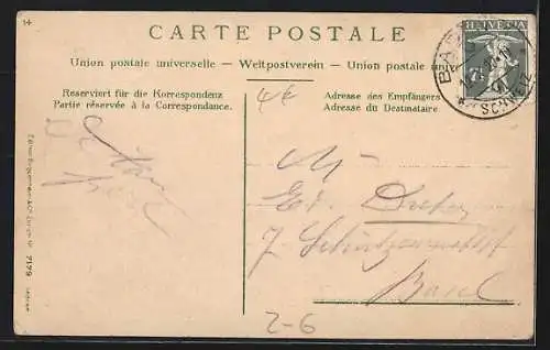 AK Briefmarkensprache, Schweizerkreuz