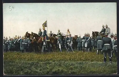 AK Kaisermanöver, Kaiser Wilhelm II. mit seinen Offizieren