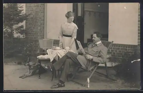 Foto-AK Mann mit grosser Pfeife