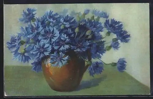 Künstler-AK Meissner & Buch (M&B) Nr. 2226: Vase mit Kornblumen
