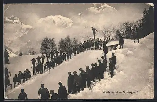 AK Skispringer vor Zuschauern