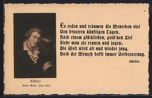 Künstler-AK Schiller in nachdenklicher Pose