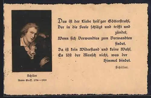 Künstler-AK Schiller in nachdenklicher Pose