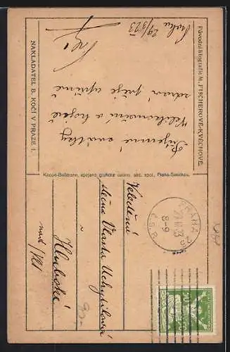 Künstler-AK M. Fischerova-Kvechova (MFK): Zwei Kinder sitzen mit einer Blume auf der Wiese